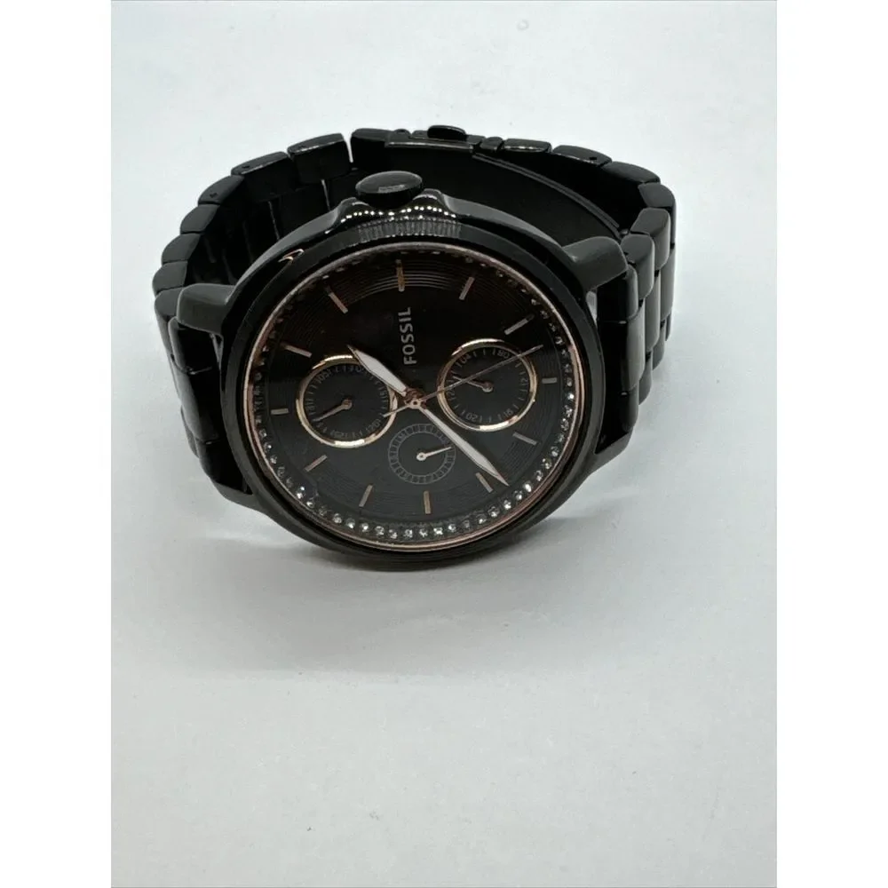 Fossil Chelsey ES3451 Women Black Stainless Steel Analog Dial Wrist Watch JNA334